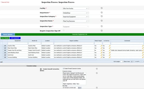 Inspection module for ERA webpage