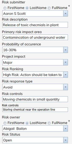 Risk Form from ERA