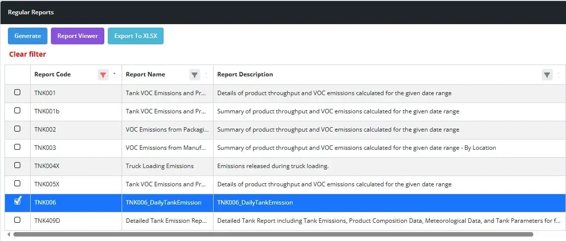 Tank Management Software Screenshot